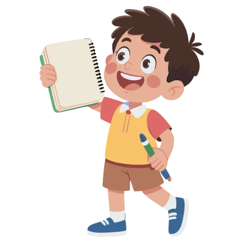 Chłopiec z notesem i pisakiem rozwijający sprawność dłoni podczas terapii ręki.