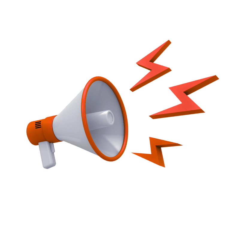 Megafon symbolizujący komunikację i rozwój mowy