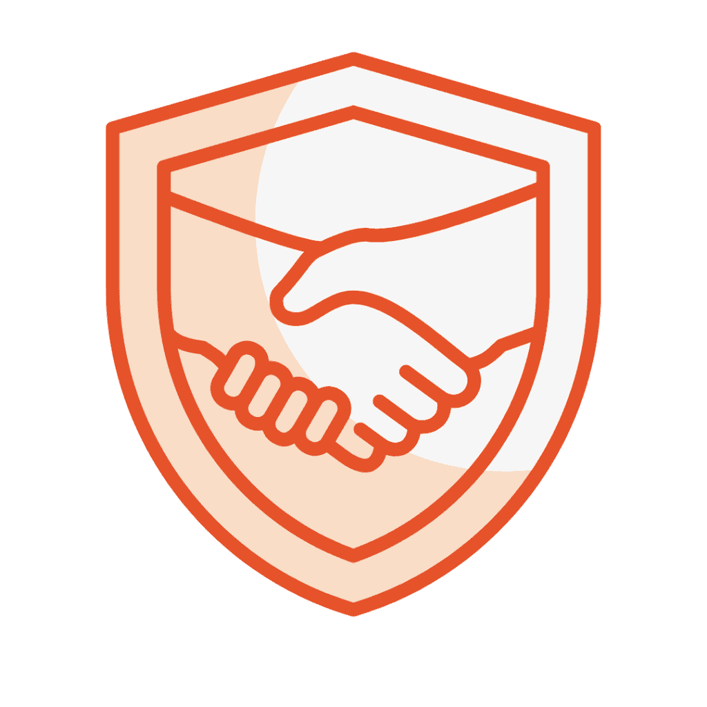 Uścisk dłoni w tarczy symbolizujący zaufanie i bezpieczeństwo